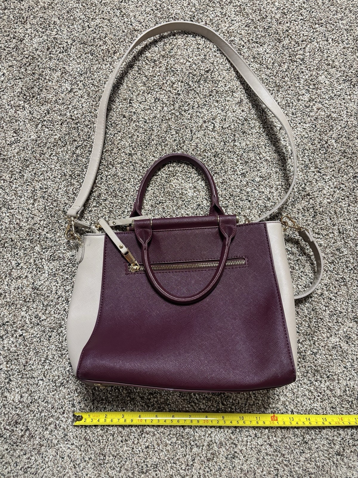 Colorblock Two Tone Burgundy/Cream Shoulder Strap or Handbag multi pocket