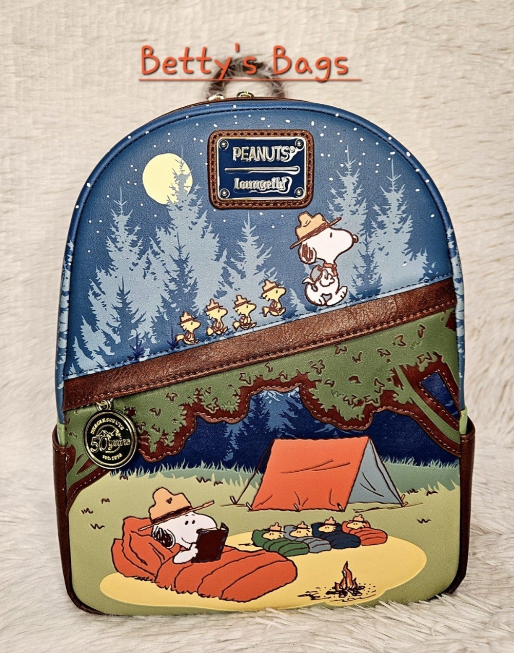 Loungefly Peanuts Snoopy Beagle Scout 50th Anniversary GITD Mini Backpack☆NWT