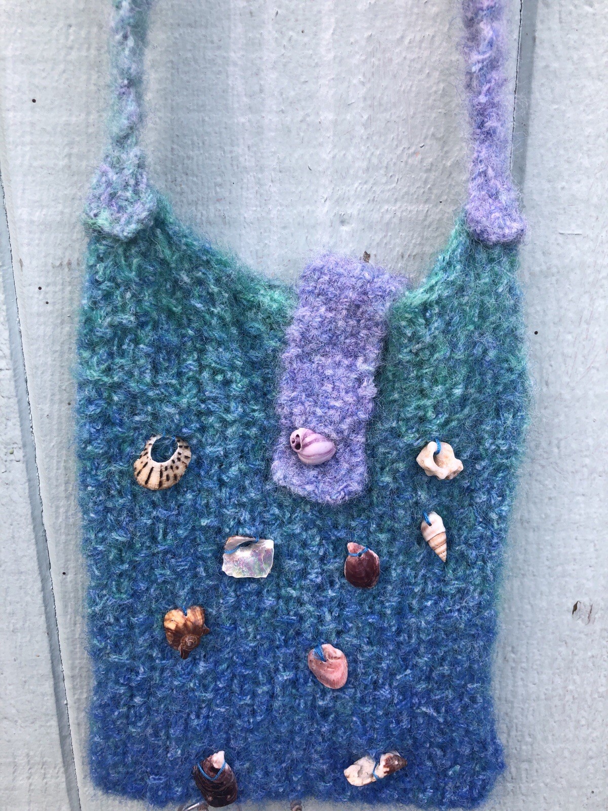 Hand Knitted Mermaid Shell Beach Cross Body Bag