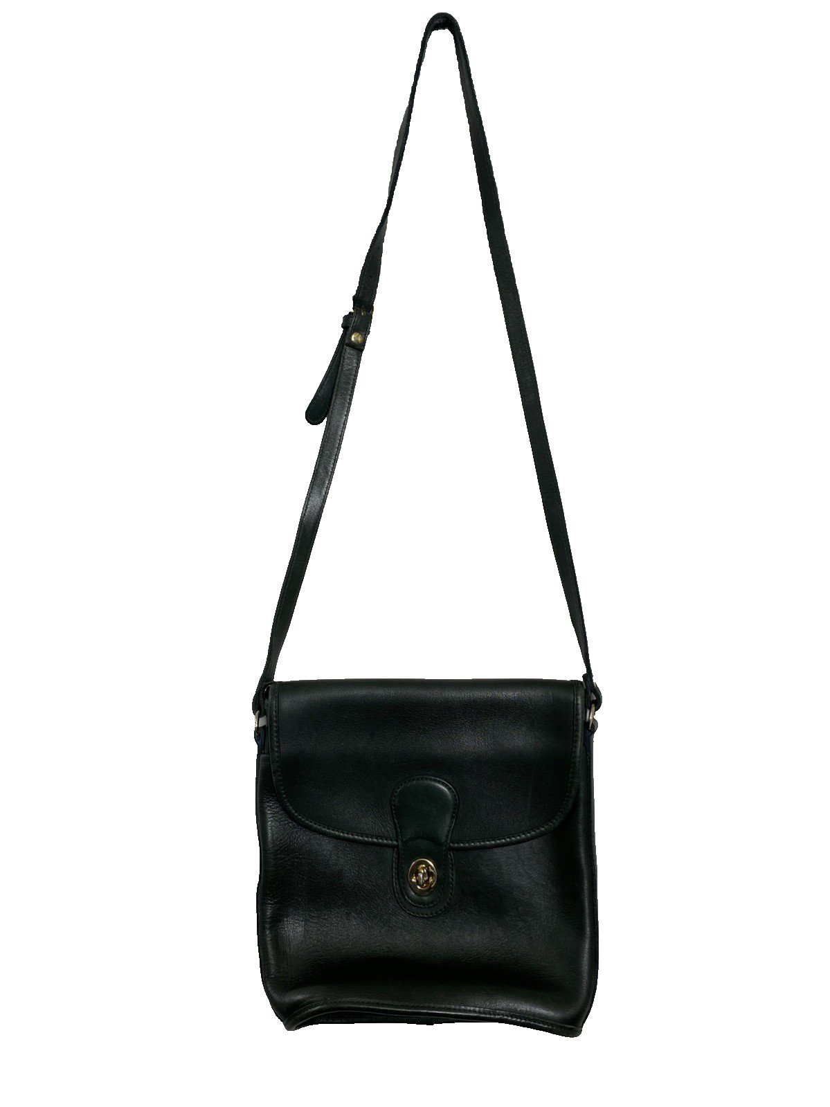 Vintage Hunt Club Dark Green Leather Saddle Crossbody Handbag Purse Twist Lock
