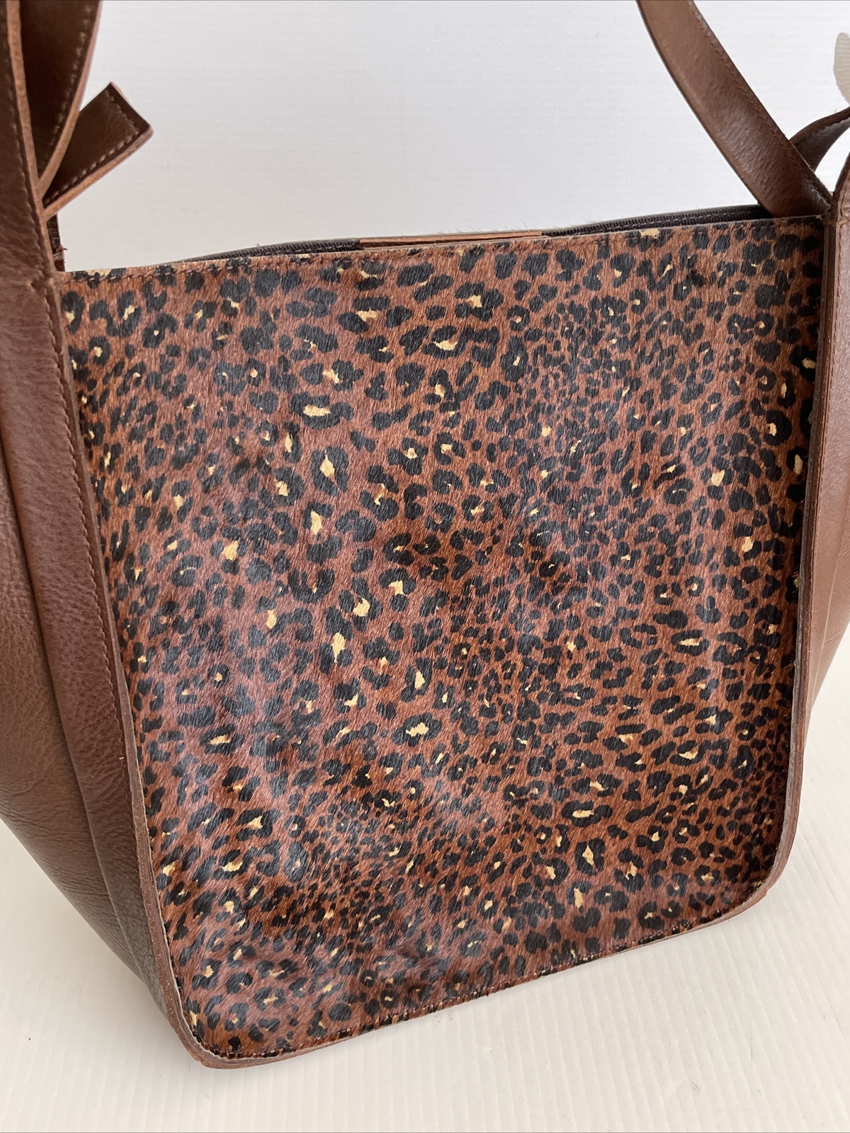NEW Madewell The Sydney Tote Painted Leopard Calf Hair Edition – Rich Brown Mult