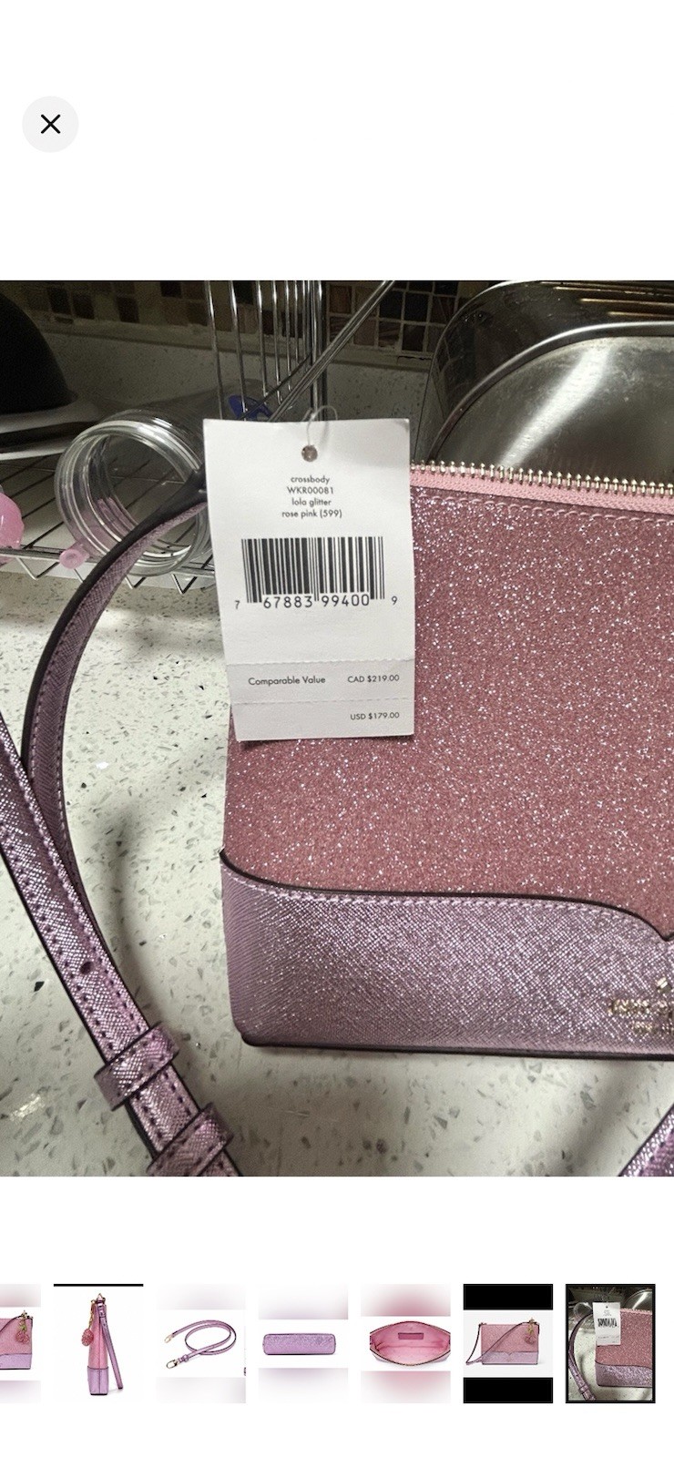 WKR00081 Lola Glitter Rose Pink Crossbody Bag