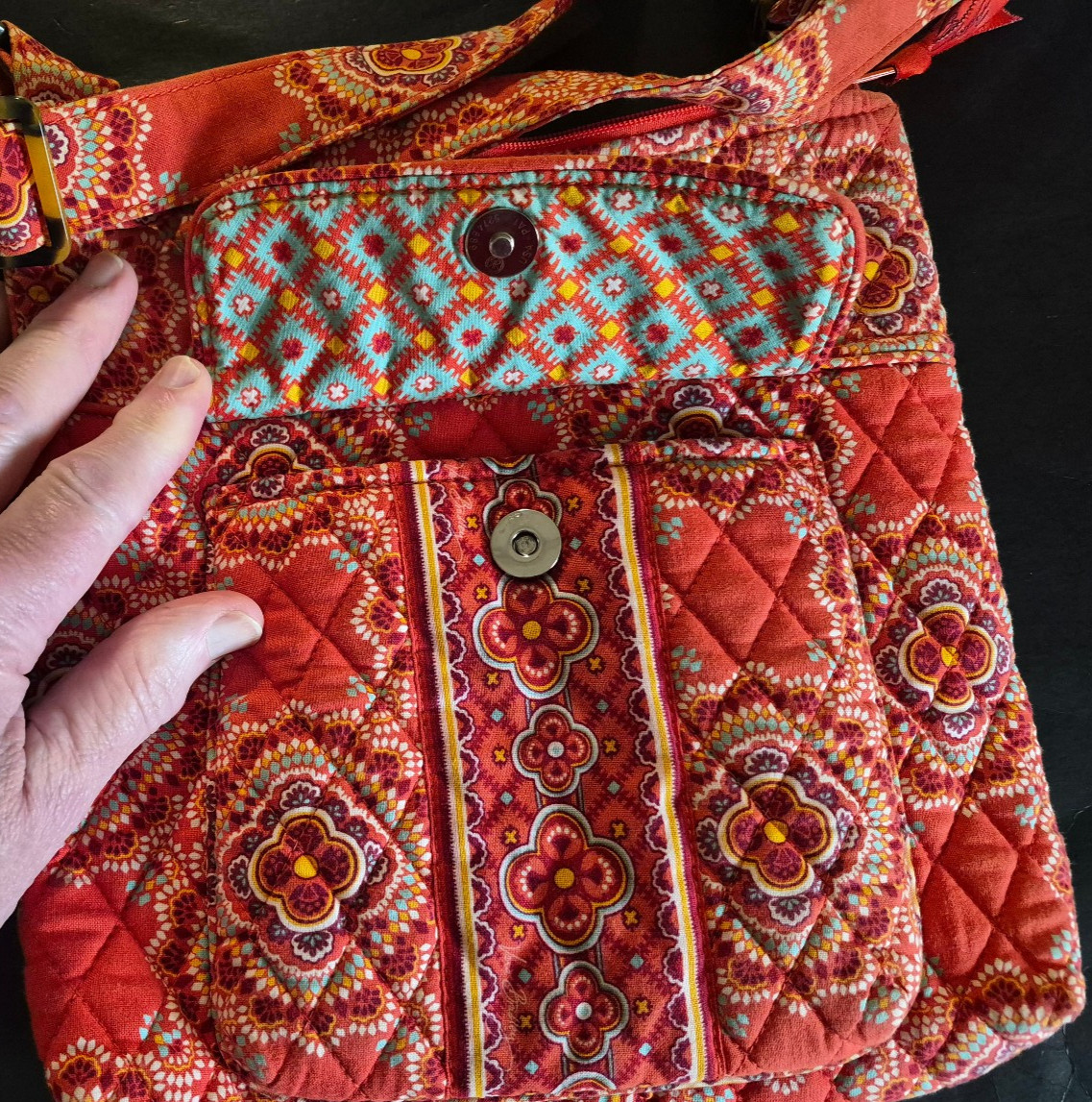 Vera Bradley Quilted Floral Shoulder Bag Orange- Blue-Yellow