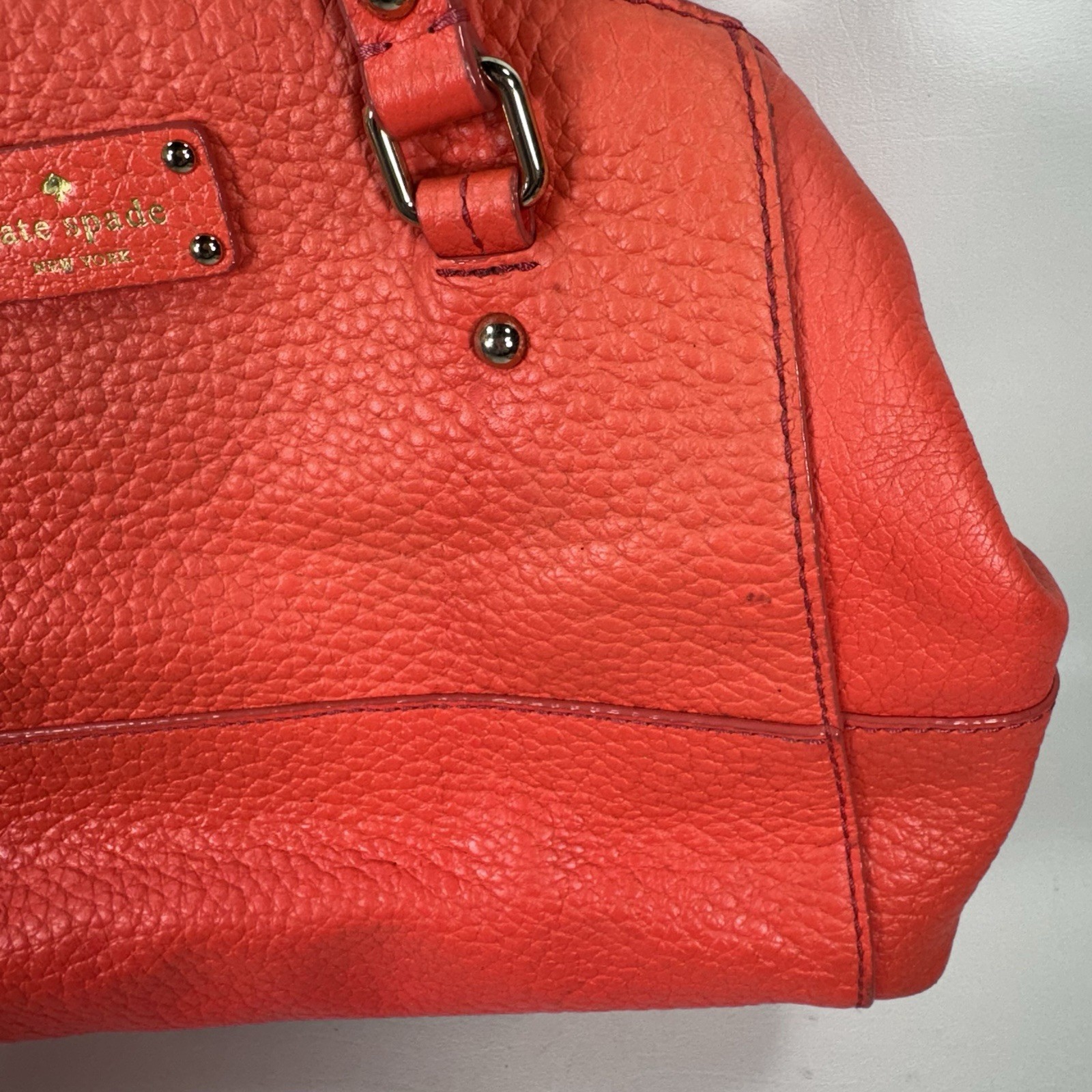Kate Spade Grove Court Small Sloan Leather Bright Orange Pink Shoulder Bag Purse