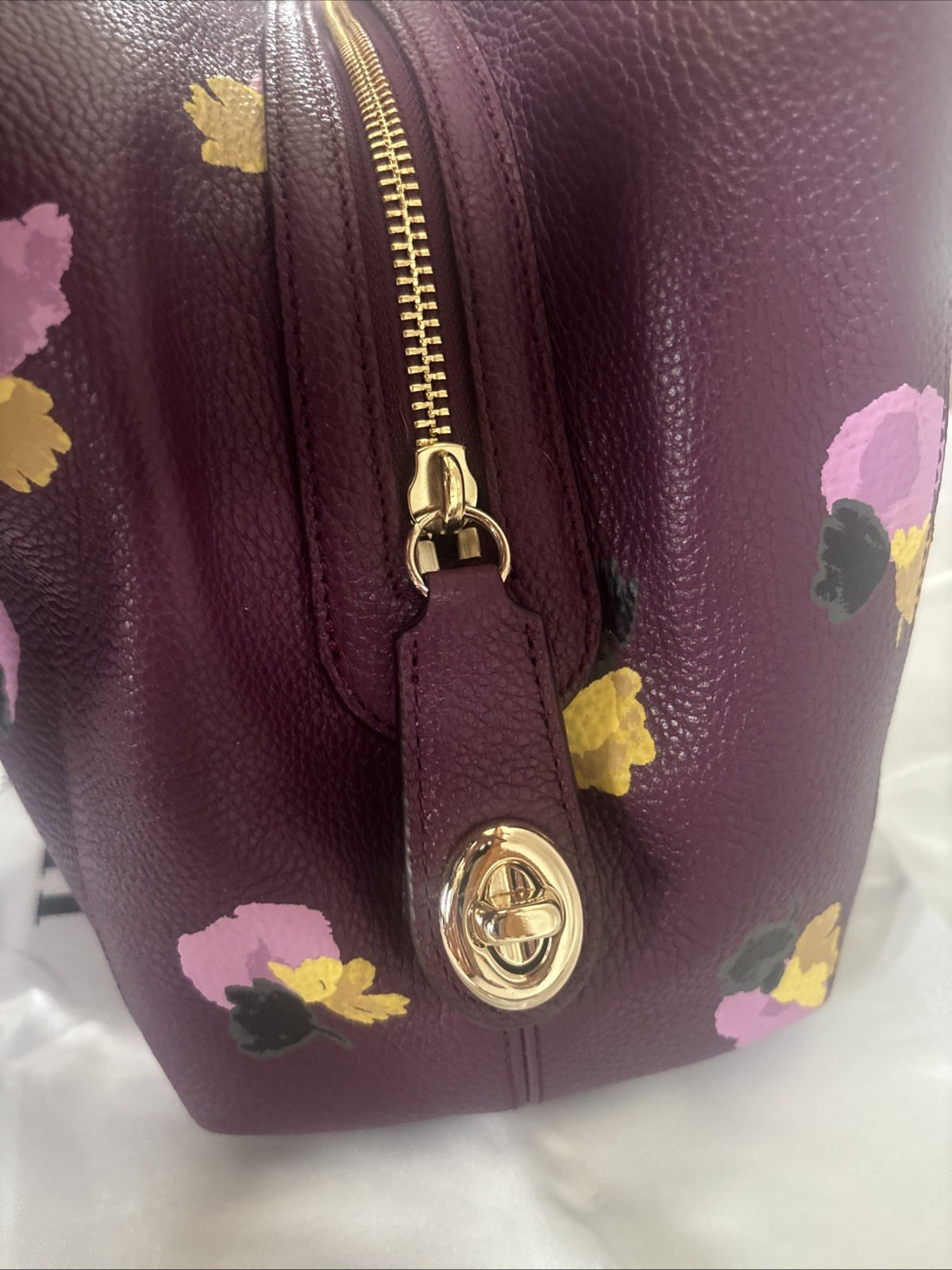 NWT COACH 37160 Edie Shoulder Bag LIeya Plum/Field Flora Leather Handbag