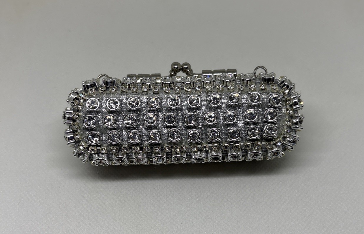 New Multi Rhinestone Chain Strap Lipstick Holder Micro Clutch Crossbody – U Pick