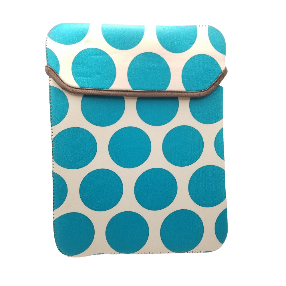Thirty-One Women’s Teal & Tan Polka Dot Neoprene Pouch Hight 10.25″xWidth 8″