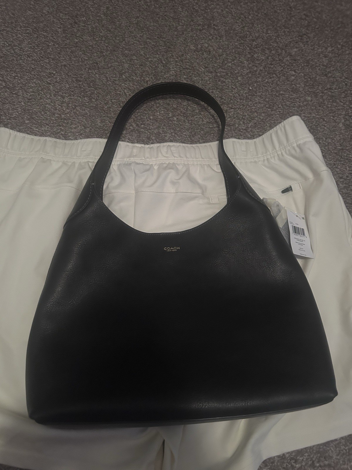 Coach Brooklyn 34 Shoulder Bag Grained Leather Black B4/BK Large NWT Hobo