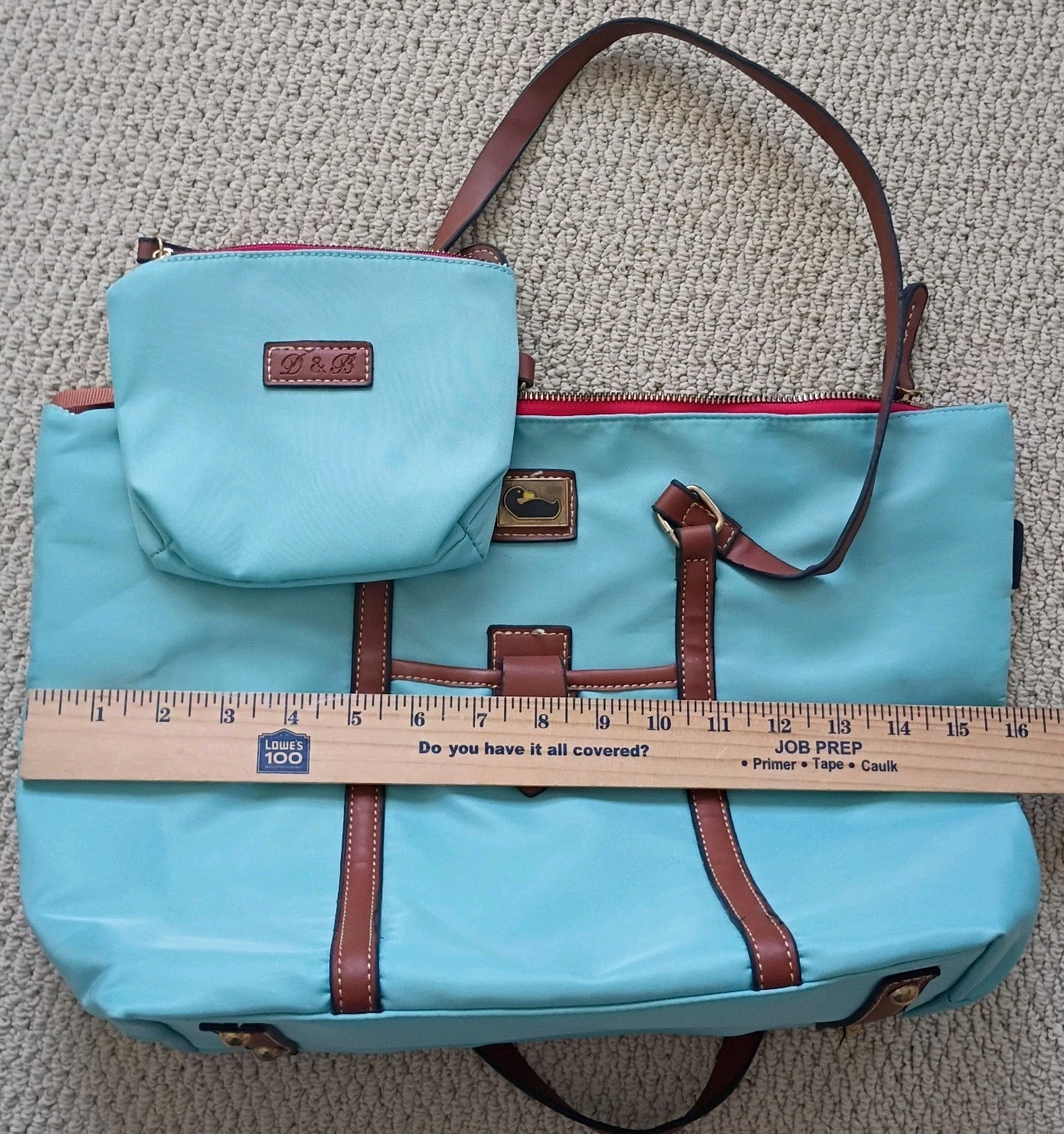 Dooney Bourke Wayfarer Luxury Nylon Aqua Tote Bag Beach Gym Golf Travel Pilates